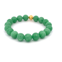 Load image into Gallery viewer, 18K Gold Money Coin Ball Lucky Charm Bracelet Gemstones Natural Green Jadeite Jade 6.5" - Rafant