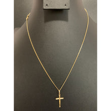 Load image into Gallery viewer, 18K Saudi Gold Necklace Curb Chain 17.50" with Cross Pendant - Rafant