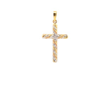 Load image into Gallery viewer, 18K Gold Pendant Cross Religious Tricolor White Rose Yellow 1.14 grams - Rafant