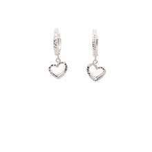 Load image into Gallery viewer, 18K White Gold Earrings Hoops Drop Heart 1.36 grams Small - Rafant