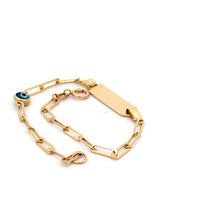 Load image into Gallery viewer, 18K Yellow Gold Bracelet Paperclip Evil Eye Charms 6 inches - Rafant