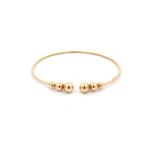 Load image into Gallery viewer, 18K Yellow Gold Bracelet Bangle Flexible Cuff Balls Size 6.25 inches - Rafant