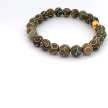 Load image into Gallery viewer, 24K Gold Money Bag Lucky Charm Bracelet Gemstones Brown Multicolor Carved Jade 7.5-8mm - Rafant