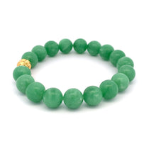 Load image into Gallery viewer, 18K Gold Money Coin Ball Lucky Charm Bracelet Gemstones Natural Green Jadeite Jade 6.5" - Rafant