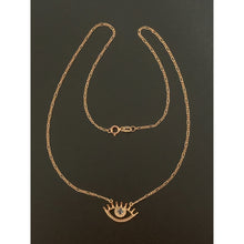 Load image into Gallery viewer, 18K Gold Necklace Chain Evil Eye Cubic Zirconia 16 inches Rose Gold 1.83 grams - Rafant