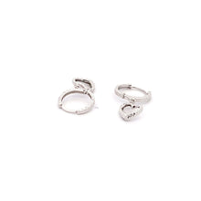 Load image into Gallery viewer, 18K White Gold Earrings Hoops Drop Heart 1.36 grams Small - Rafant