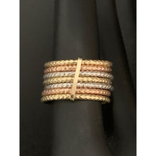 Load image into Gallery viewer, 18K Gold Ring Seven Days Tricolor Yellow White Rose 1.98 grams Size 5.75 - Rafant