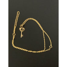 Load image into Gallery viewer, 18K Gold Necklace Chain 17.75" Rope with Key Crown 21 Pendant - Rafant