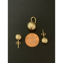 Load image into Gallery viewer, 18K Saudi Gold Stud Ball Earrings and Pendant Set - Rafant