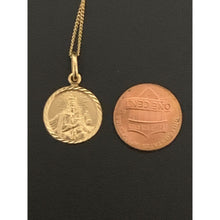 Load image into Gallery viewer, 18K Gold Necklace Curb Chain with Round Jesus Pendant Religious - Rafant