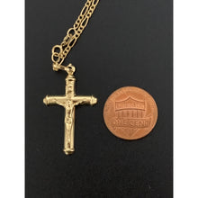 Load image into Gallery viewer, 18K Gold Necklace Chain Figaro 17.75 inches with Cross Pendant 2.88 grams - Rafant