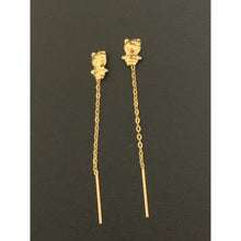 Load image into Gallery viewer, 18K Gold Earrings Threader Cat Animal 0.35 grams - Rafant