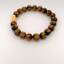 Load image into Gallery viewer, 24K Gold Piyao Pixiu Lucky Charm Bracelet Tiger Eye Gemstones 8mm - Rafant