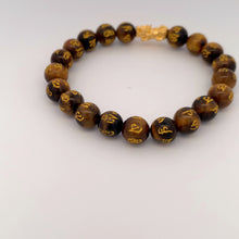 Load image into Gallery viewer, 24K Gold Piyao Pixiu Lucky Charm Bracelet Tiger Eye Gemstones 8mm - Rafant