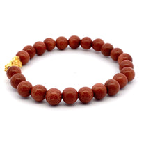 Load image into Gallery viewer, 24K Gold Piyao Pixiu Lucky Charm Bracelet Sunstone Gemstones 7.5-8mm - Rafant