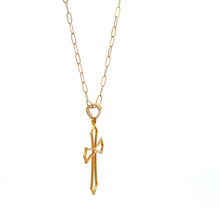 Load image into Gallery viewer, 18K Gold Necklace Chain 18 inches Paperclip Pendant Cross 1.25 grams - Rafant