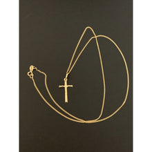 Load image into Gallery viewer, 18K Saudi Gold Necklace Chain Curb 17.75" with Cross Pendant 1.36 grams - Rafant