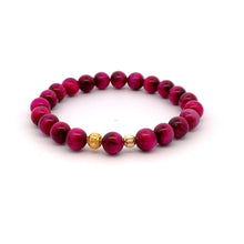 Load image into Gallery viewer, 24K Gold Lucky Charm Money Ball Bracelet Gemstones Tiger's Eye 8mm - Rafant