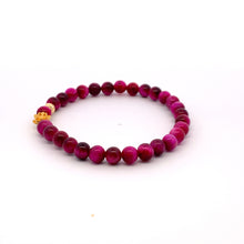 Load image into Gallery viewer, 24K Gold Lotus Lucky Charm Bracelet Pink Tiger's Eye Gemstones 5-6mm - Rafant