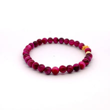 Load image into Gallery viewer, 24K Gold Lotus Lucky Charm Bracelet Pink Tiger's Eye Gemstones 5-6mm - Rafant