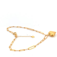 Load image into Gallery viewer, 18K Yellow Gold Bracelet Paperclip Heart Charm 1 gram 6.5 inches plus 1 inch - Rafant