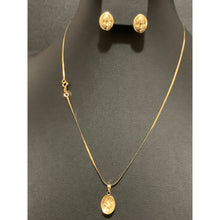 Load image into Gallery viewer, 18K Gold Necklace Chain 18 inches with Woman Lady Pendant Earrings Sets 2.80 grams - Rafant