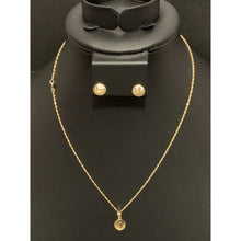 Load image into Gallery viewer, 18K Gold Necklace Chain 15.75" with Round Circle Pendant Earrings Set 2.31grams - Rafant