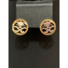 Load image into Gallery viewer, 18K Gold Earrings Stud Round Circle 2.27 grams White Yellow Gold - Rafant