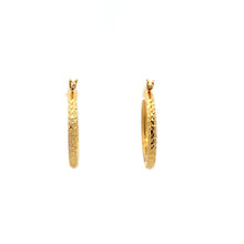 Load image into Gallery viewer, 18K Gold Earrings Hoops Textured Small 1.36 grams - Rafant