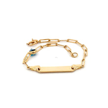 Load image into Gallery viewer, 18K Yellow Gold Bracelet Paperclip Evil Eye Charms 6 inches - Rafant