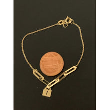 Load image into Gallery viewer, 18K Gold Bracelet Paper Clips Link Lock 6 plus 1 Inches 1.12 grams - Rafant