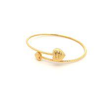 Load image into Gallery viewer, 18K Yellow Gold Bracelet Bangle Heart Size Size 6.5 inches - Rafant