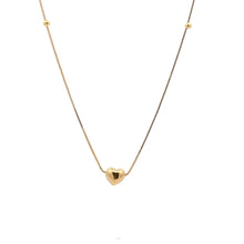 Load image into Gallery viewer, 18K Gold Necklace Chain 17.75 inches Pendant Heart Puffed Beads Tiny 1.48 grams - Rafant