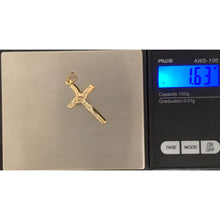 Load image into Gallery viewer, 18K Gold Pendant Cross Jesus Christ Two Tone Yellow White Gold 1.63 grams - Rafant