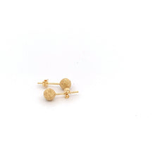 Load image into Gallery viewer, 18K Yellow Gold Earrings Stud Ball Frosted 0.72 grams Tiny - Rafant