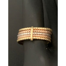 Load image into Gallery viewer, 18K Gold Ring Five Days Tricolor Yellow White Rose 1.64 grams S 7.5 - Rafant