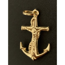 Load image into Gallery viewer, 18K Gold Pendant Anchor Cross Jesus Christ 1.73 grams - Rafant