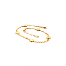 Load image into Gallery viewer, 18K Yellow Gold Bracelet Heart Charms 6.75 inches plus one inch extension - Rafant