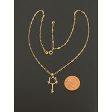Load image into Gallery viewer, 18K Gold Necklace Chain Paperclip 15.75 inches Key Pendant 1.60 grams - Rafant