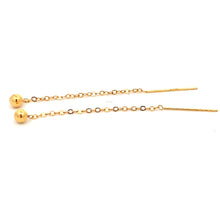 Load image into Gallery viewer, 18K Yellow Gold Earrings Threaders Balls Very Tiny 0.26 grams - Rafant