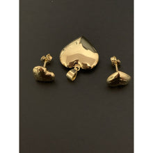 Load image into Gallery viewer, 18K Gold Pendant Puffed Heart Pendant Earrings Set 6.25 grams - Rafant