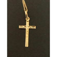 Load image into Gallery viewer, 18K Saudi Gold Necklace Chain Curb 17.75" with Cross Pendant 1.36 grams - Rafant