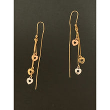 Load image into Gallery viewer, 18K Gold Earrings Dangle Threader Hearts 3.03 grams Tricolor - Rafant