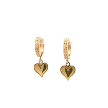 Load image into Gallery viewer, 18K Yellow Gold Earrings Huggie Dangling Heart 1.75 grams - Rafant