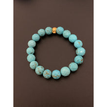 Load image into Gallery viewer, 24K Gold Money Bag Lucky Charm Bracelet Blue Turquoise Gemstones - Rafant