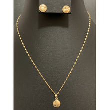 Load image into Gallery viewer, 18K Gold Necklace Chain 15.75 inches with Disc Round Pendant Earrings Set 2.05 grams - Rafant