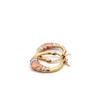 Load image into Gallery viewer, 18K Gold Earrings Hoops Heart Tricolor 1.10 grams Small - Rafant