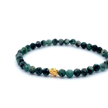 Load image into Gallery viewer, 24K Gold Lotus Flower Lucky Charm Bracelet Natural Emerald Gemstones - Rafant