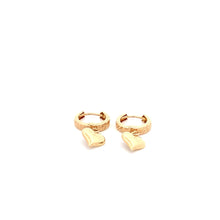 Load image into Gallery viewer, 18K Yellow Gold Earrings Huggie Dangling Heart 1.75 grams - Rafant