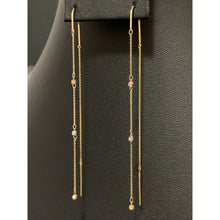 Load image into Gallery viewer, 18K Gold Earrings Threader Beaded White Yellow Gold 1.05 grams - Rafant